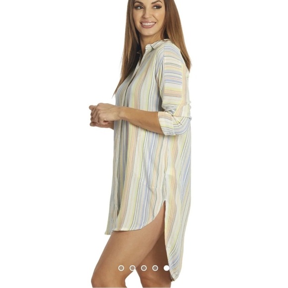 Prana Colorful Striped Scheena Swimsuit Cover-Up Tunic SZ L - Picture 2 of 14